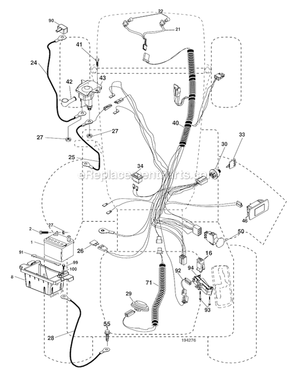 Electrical Diagram and Parts List for 96042001000 Poulan Lawn Tractor