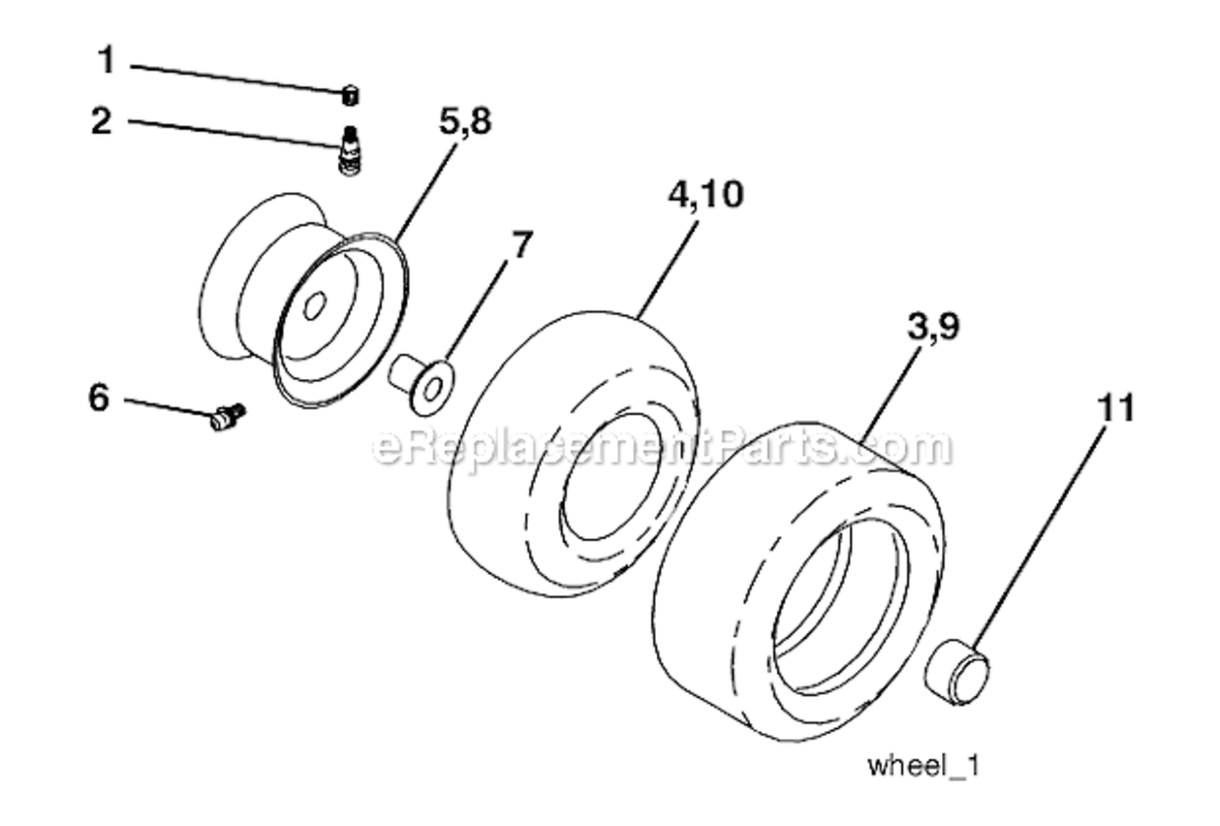 Wheels & Tires Diagram and Parts List for 96012008900 Poulan Lawn Tractor