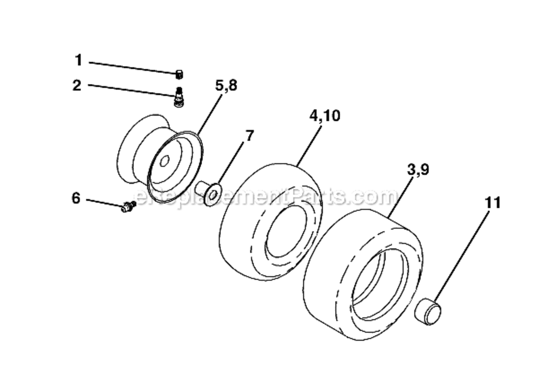 Wheels_And_Tires Diagram and Parts List for 96012006900 Poulan Lawn Tractor