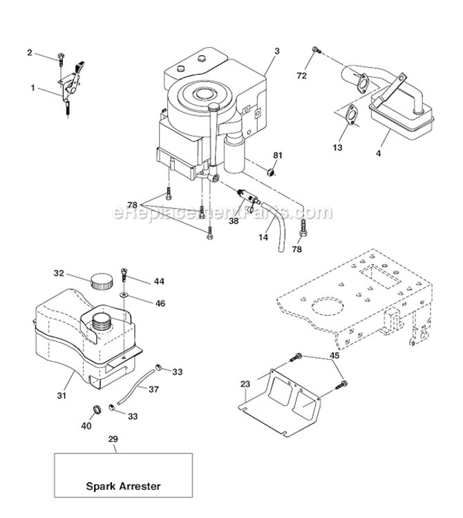 Engine Diagram and Parts List for 96012006900 Poulan Lawn Tractor