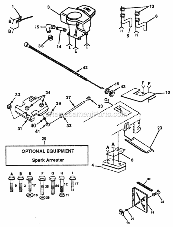 Page E Diagram and Parts List for PP18H44J  Poulan Lawn Tractor