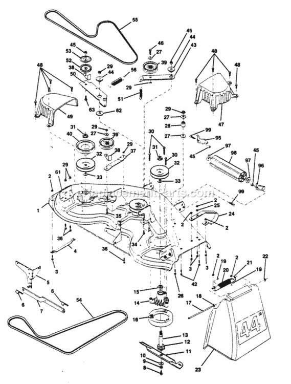 Page G Diagram and Parts List for PP18H44J  Poulan Lawn Tractor