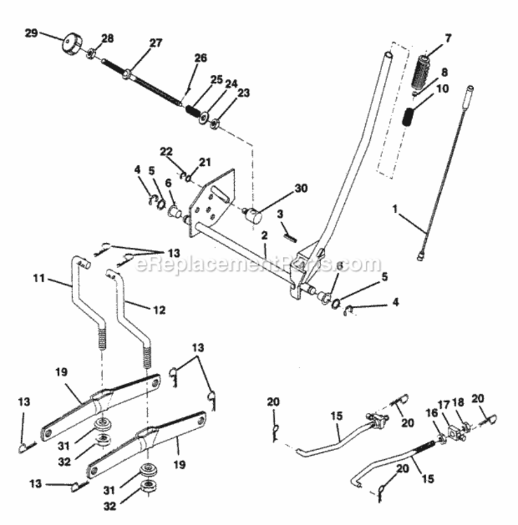 Page H Diagram and Parts List for PP18H44J  Poulan Lawn Tractor
