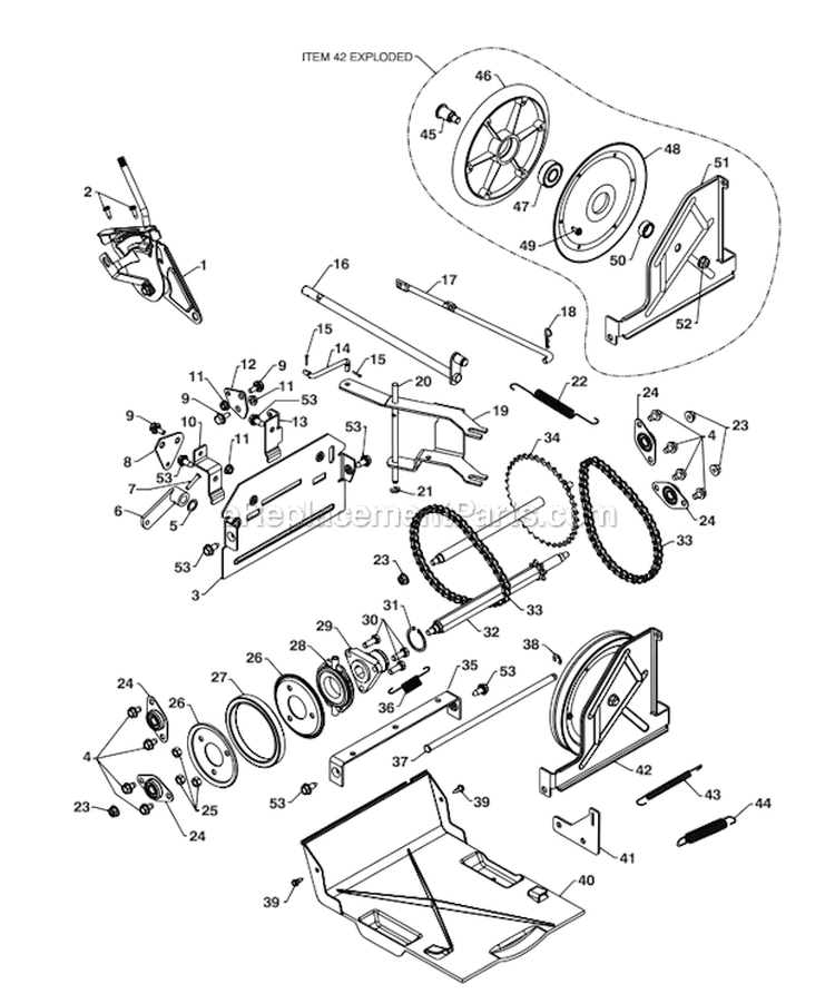 Page N Diagram and Parts List for  Poulan Snow Blower