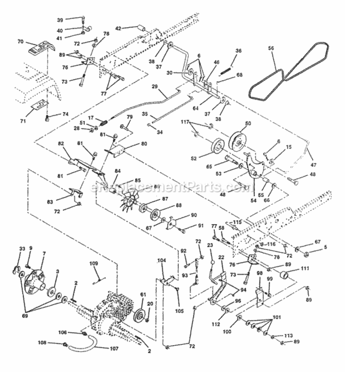 Page E Diagram and Parts List for PP22H50A  Poulan Lawn Tractor