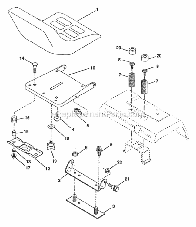 Page H Diagram and Parts List for PP22H50A  Poulan Lawn Tractor