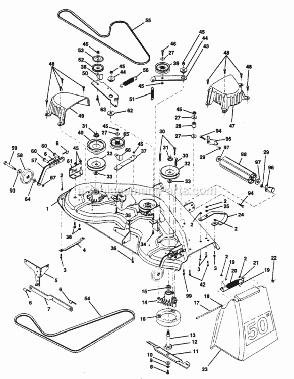 Page G Diagram and Parts List for PP22H50K  Poulan Lawn Tractor