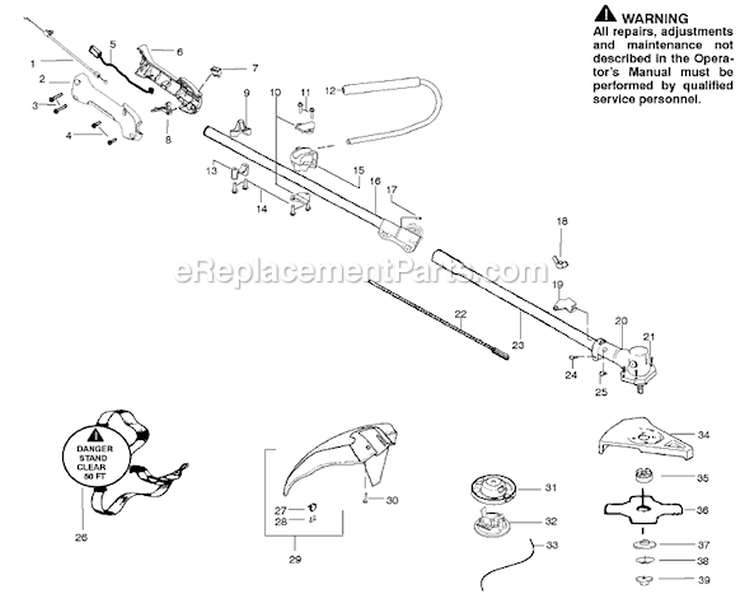 Page B Diagram and Parts List for  Poulan Trimmer