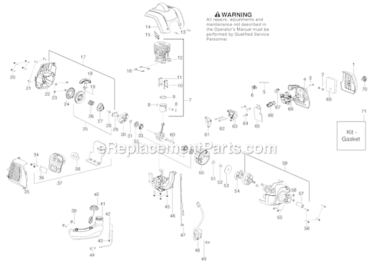 Engine Diagram and Parts List for  Poulan Trimmer