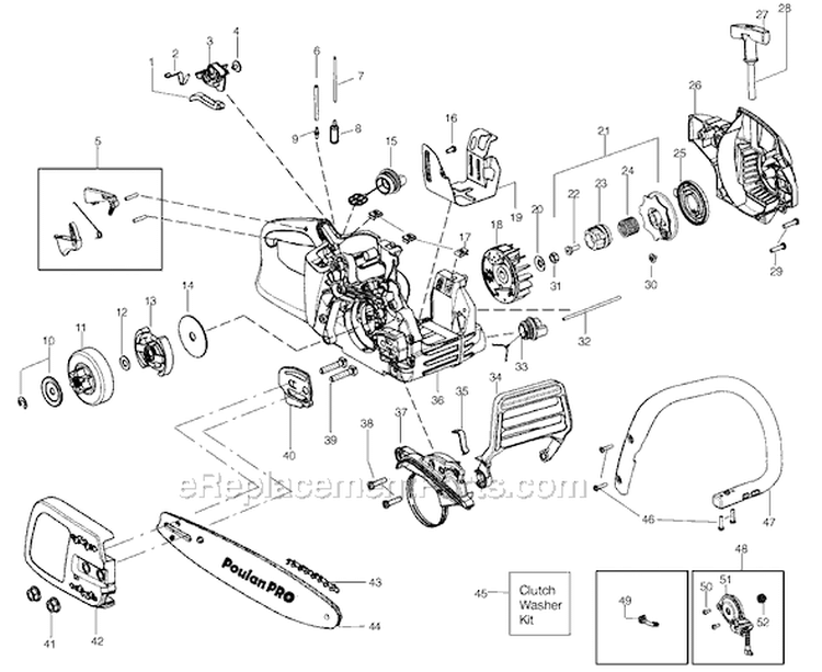 Page L Diagram and Parts List for Type 2 Poulan Chainsaw