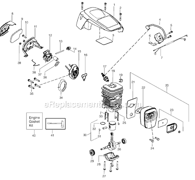 Page B Diagram and Parts List for Type 2 Poulan Chainsaw