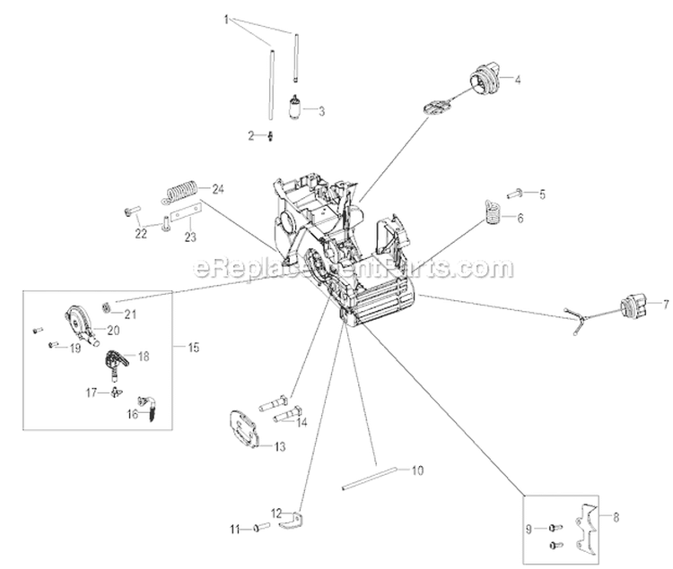 Housing Diagram and Parts List for  Poulan Chainsaw