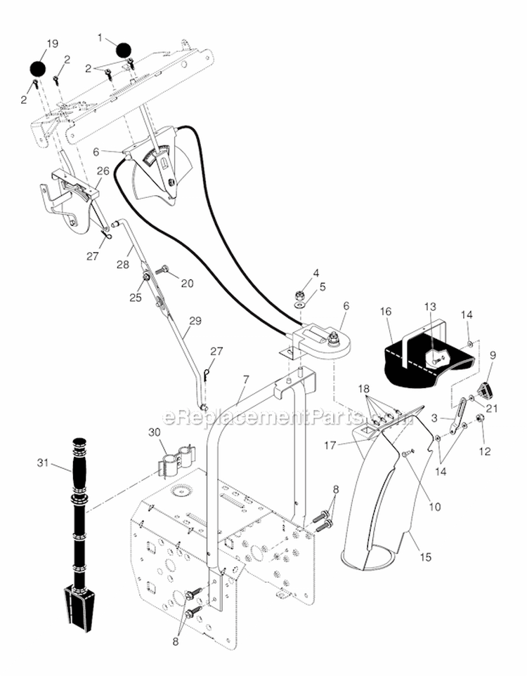 Control_Panel__Discharge_Chute Diagram and Parts List for  Poulan Snow Blower