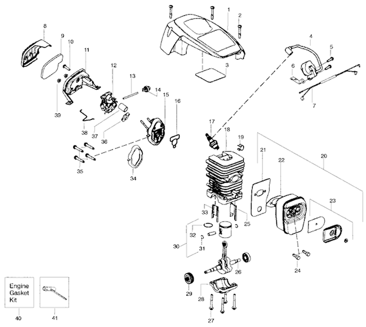 CylinderShieldCrankshaft Diagram and Parts List for  Poulan Chainsaw
