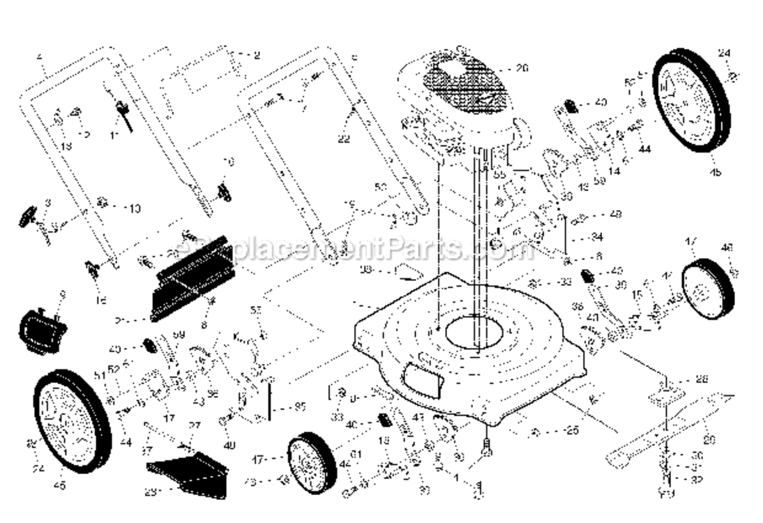 Engine_Frame Diagram and Parts List for 96112012103 Poulan Lawn Mower