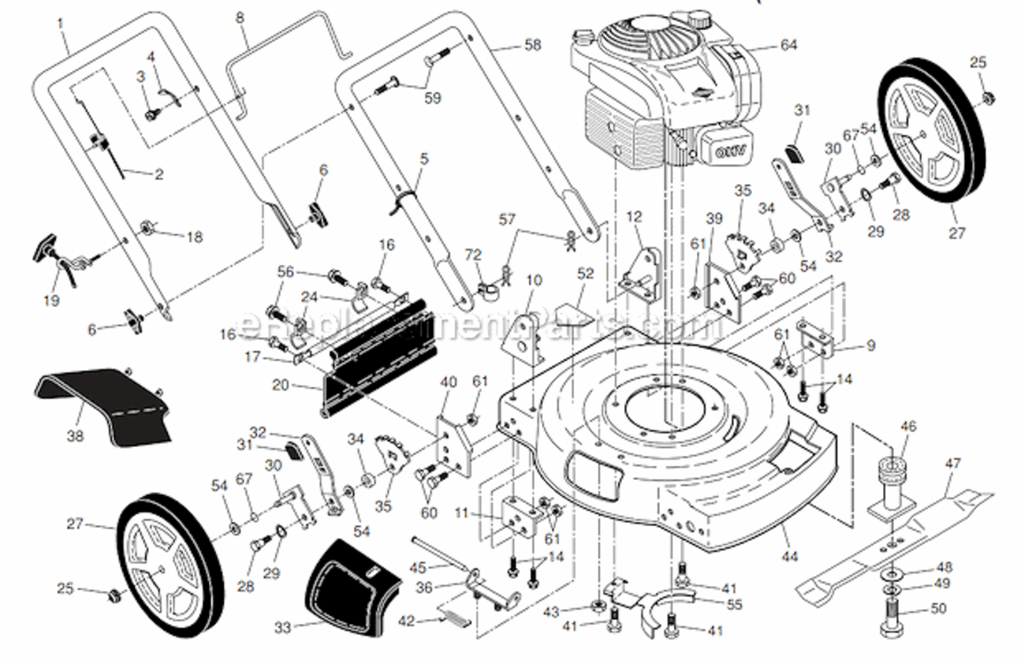 Page A Diagram and Parts List for  Poulan Lawn Mower