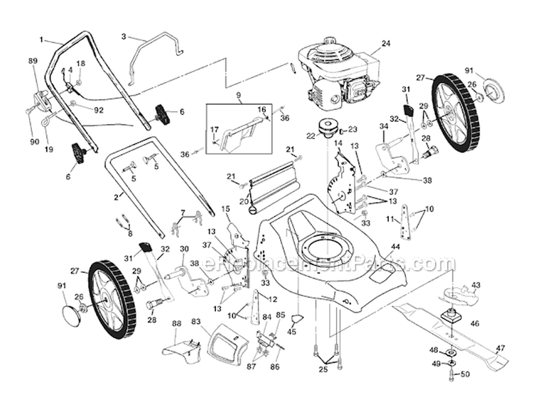 Page A Diagram and Parts List for  Poulan Lawn Mower