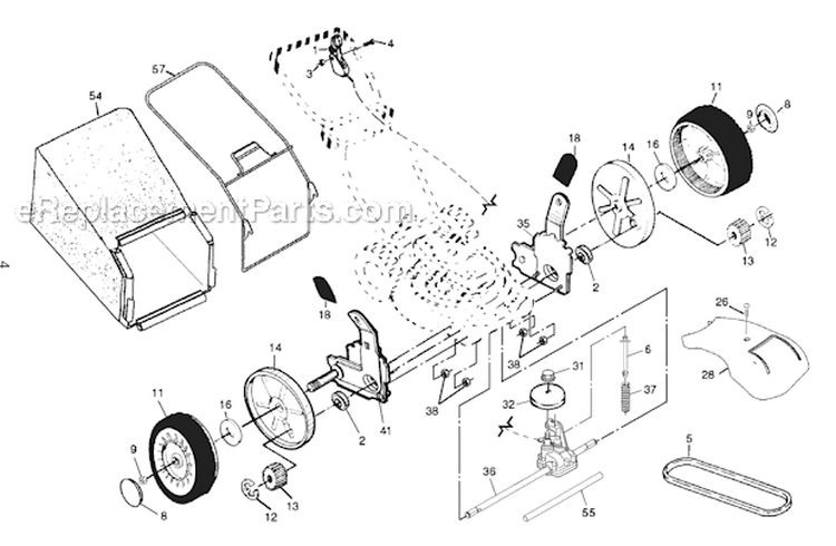 Page B Diagram and Parts List for  Poulan Lawn Mower