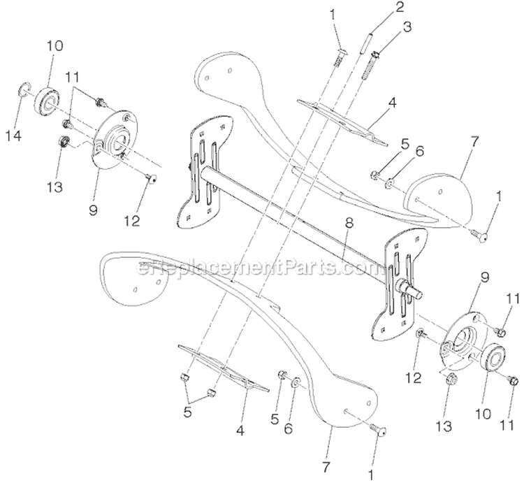 Auger Diagram and Parts List for 96182000301 - 2011-06 Poulan Snow Blower