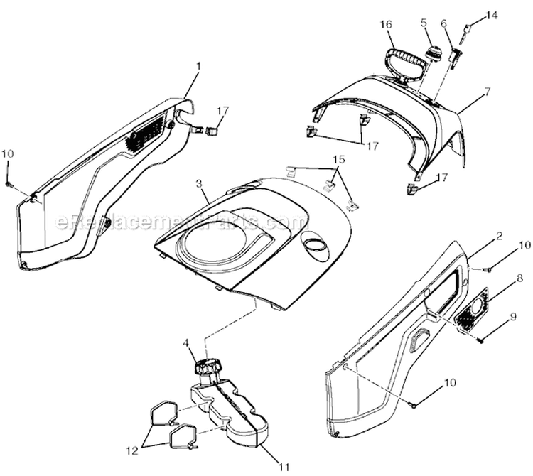 Shroud Diagram and Parts List for 96182000301 - 2011-06 Poulan Snow Blower
