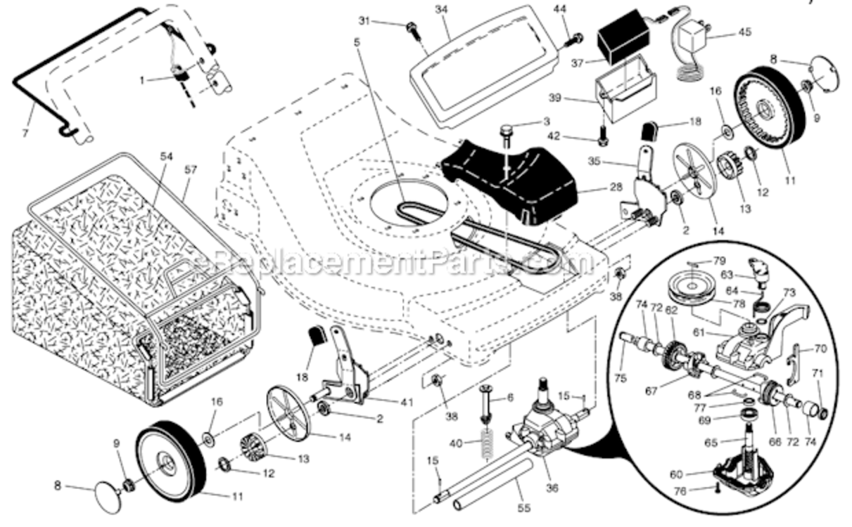 Page B Diagram and Parts List for 96142003600 Poulan Lawn Mower