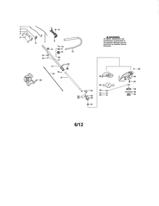 Handle/Drive Shaft/Shield Diagram and Parts List for TYPE 1 Poulan Trimmer