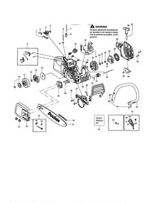 Chassis/Bar/Handle Diagram and Parts List for TYPE 3 Poulan Chainsaw