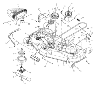 48In_Deck Diagram and Parts List for  Poulan Lawn Tractor