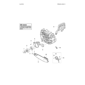 Clutch Parts Diagram and Parts List for  Poulan Chainsaw