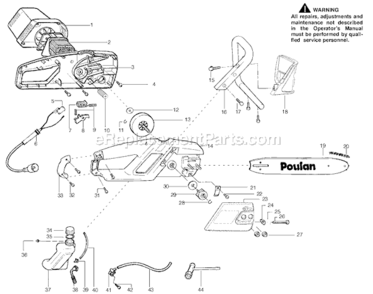 Page A Diagram and Parts List for  Poulan Chainsaw