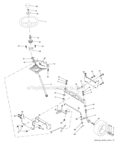 Steering_Assembly Diagram and Parts List for 96012000700 Poulan Lawn Tractor