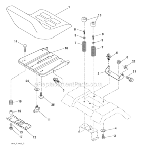 Seat_Assembly Diagram and Parts List for 96012000700 Poulan Lawn Tractor