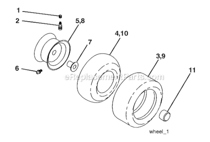 Wheels & Tires Diagram and Parts List for 96012008900 Poulan Lawn Tractor