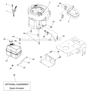 Engine Diagram and Parts List for 96012008900 Poulan Lawn Tractor