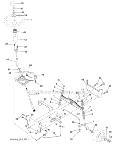 Steering Diagram and Parts List for 96012008900 Poulan Lawn Tractor