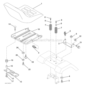 Seat Diagram and Parts List for 96012008900 Poulan Lawn Tractor