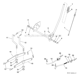 Mower Lift Diagram and Parts List for 96012008900 Poulan Lawn Tractor