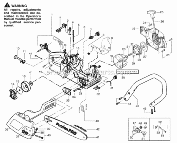 Page A Diagram and Parts List for  Poulan Chainsaw