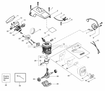 Page B Diagram and Parts List for  Poulan Chainsaw