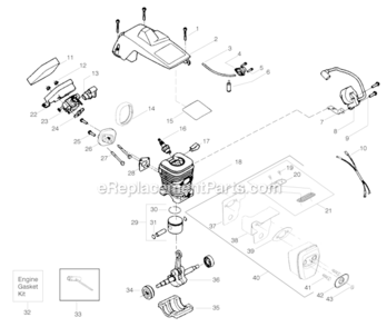 Engine_Assembly Diagram and Parts List for  Poulan Chainsaw