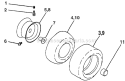 Wheels And Tires Diagram and Parts List for 1999 Poulan Lawn Tractor