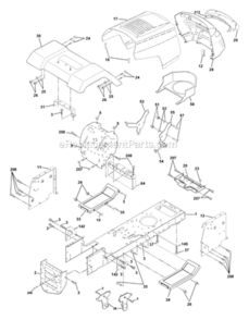 Chassis Diagram and Parts List for 2000 Poulan Lawn Tractor
