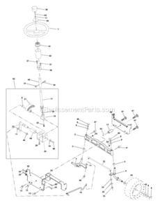 Steering_Assembly Diagram and Parts List for 2000 Poulan Lawn Tractor
