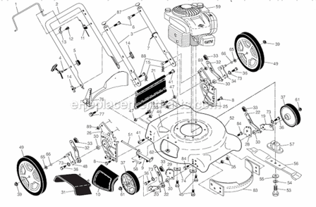 Page A Diagram and Parts List for 96112012403 Poulan Lawn Mower