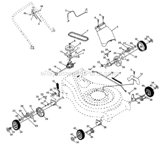 Page B Diagram and Parts List for 2000-01 Poulan Lawn Mower
