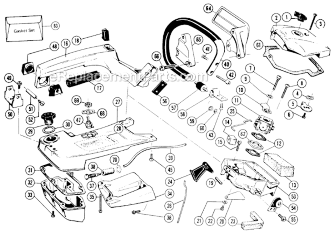 Page B Diagram and Parts List for  Poulan Chainsaw