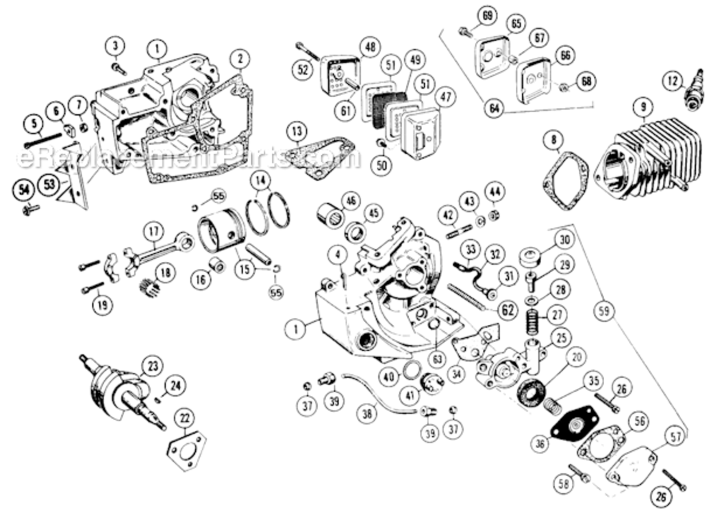 Page C Diagram and Parts List for  Poulan Chainsaw