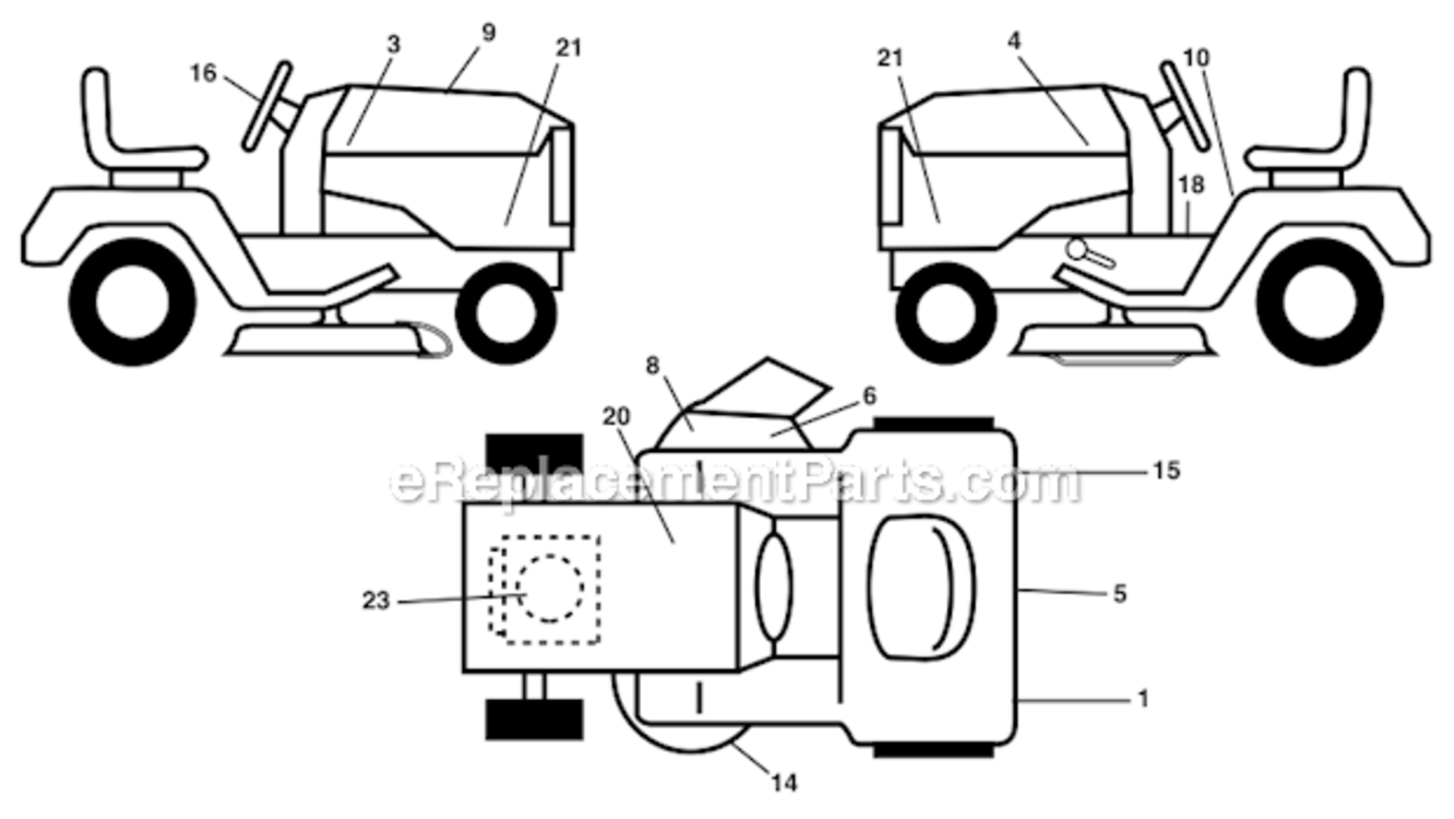 Decals Diagram and Parts List for XP24H42LT 96012004200 Poulan Lawn Tractor