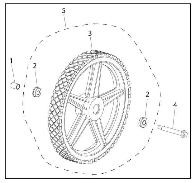 Wheel Assembly Diagram and Parts List for  Powermate Hedge Trimmer