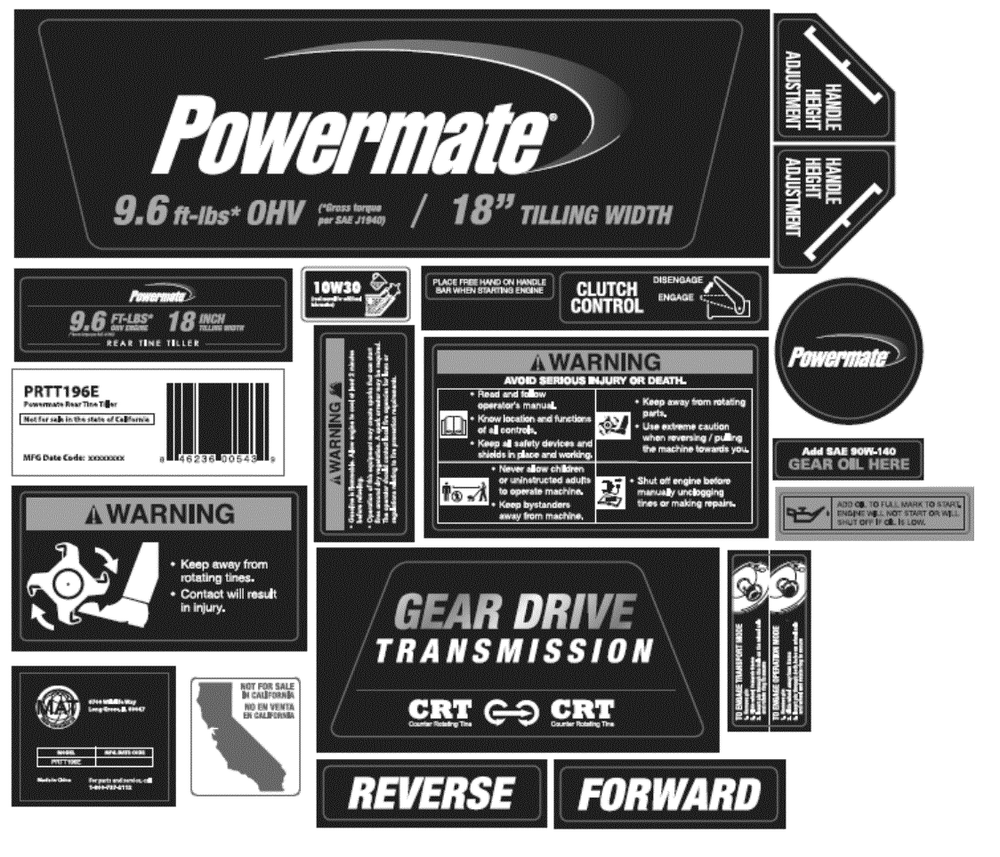 Section_6 Diagram and Parts List for  Powermate Tiller